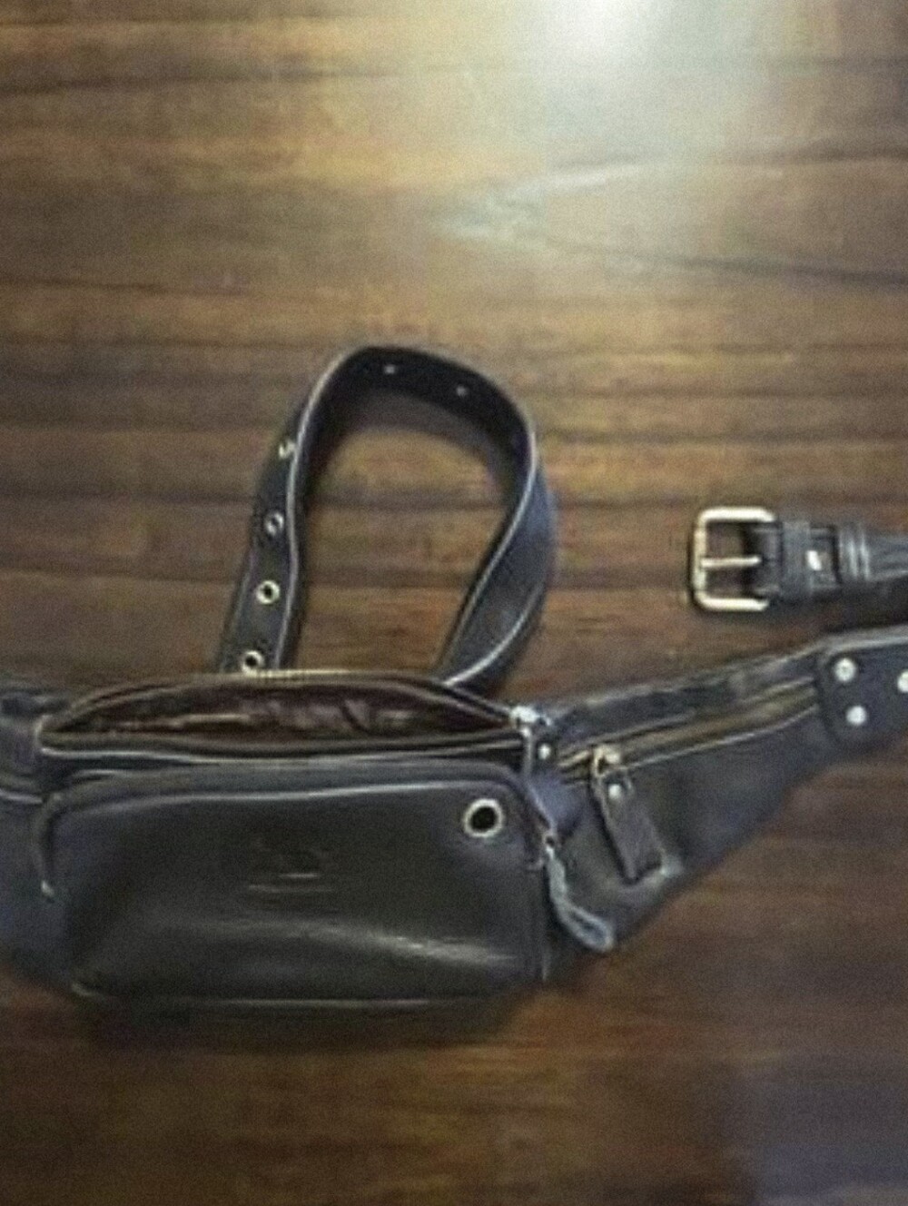 Laoshizi Genuine Leather Multi-Pocket Waist Fanny Pack Crossbody Sling Bag